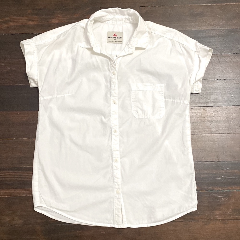 American Giant Yosemite Button Up Shirt, White, XS
